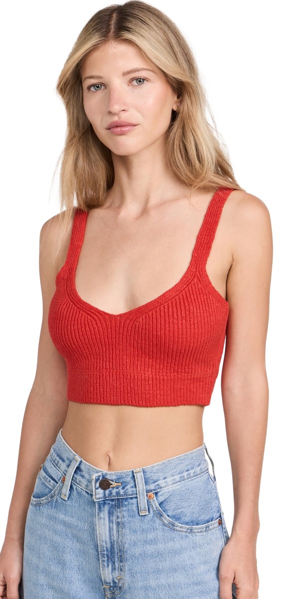 Enza Costa Linen Knit Bralette Poppy