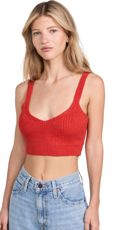 Enza Costa Linen Knit Bralette Poppy