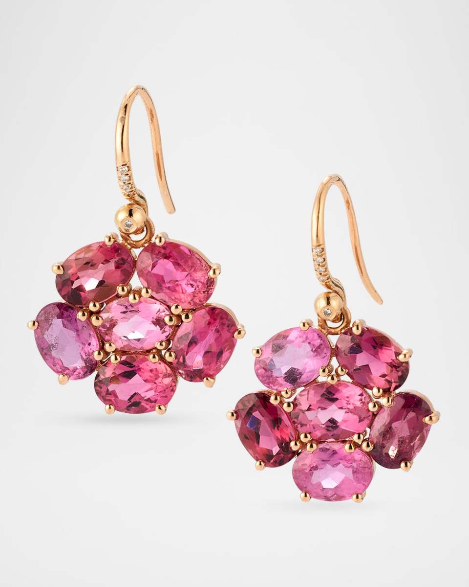 Gemmy Gem 18K Rose Gold Pink Tourmaline Earrings with Diamonds, One-Of-A-Kind