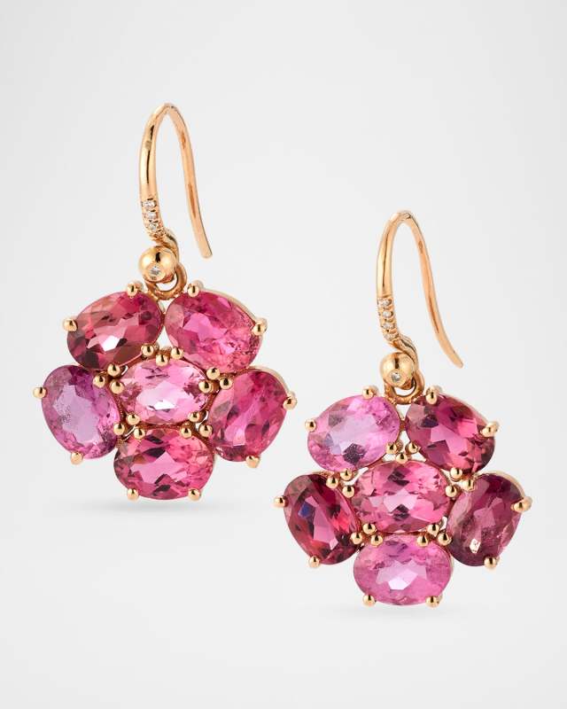 Gemmy Gem 18K Rose Gold Pink Tourmaline Earrings with Diamonds, One-Of-A-Kind