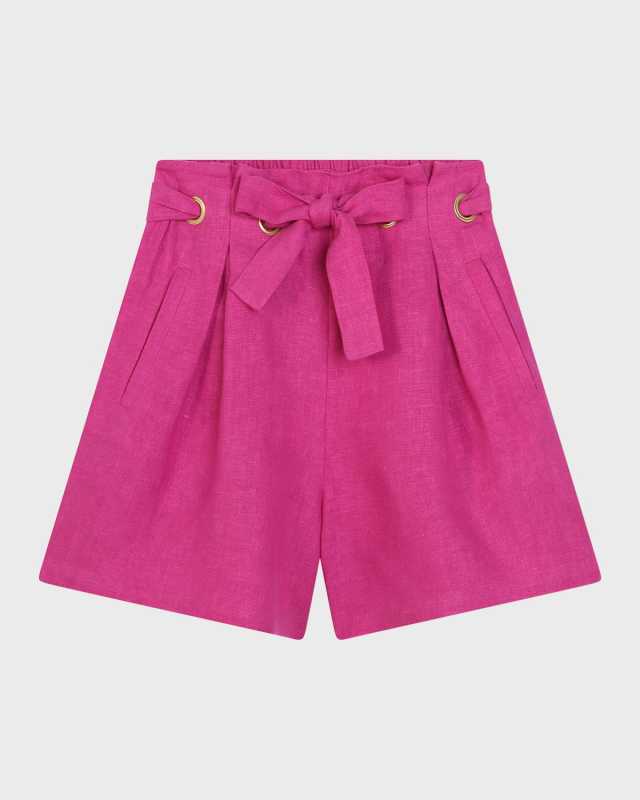 Girl's Linen Shorts with Eyelets, Size 4-5