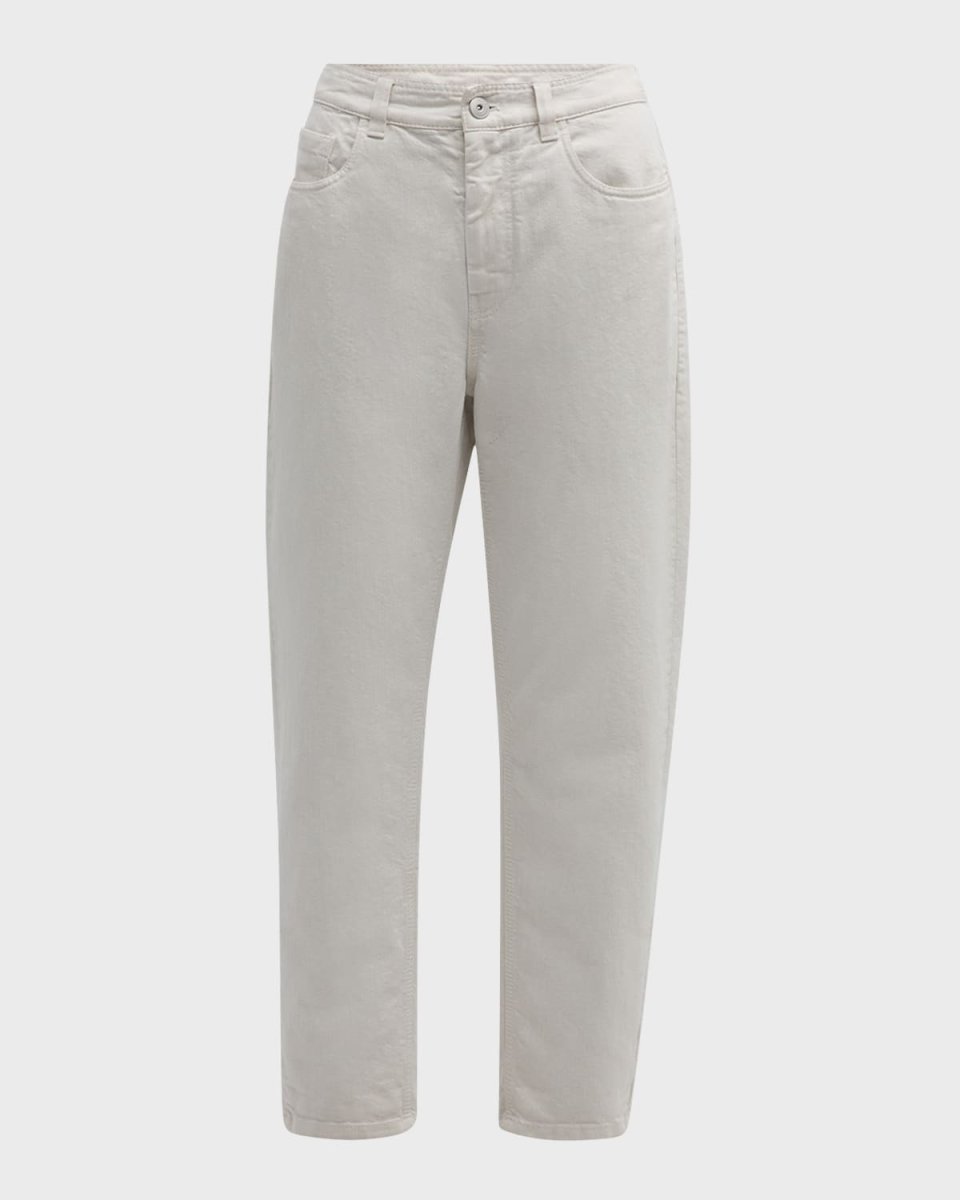 Shiny Piece-Dyed Tapered Baggy Ankle Jeans