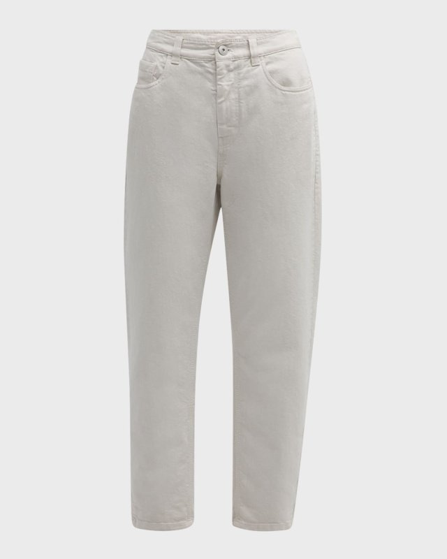 Shiny Piece-Dyed Tapered Baggy Ankle Jeans