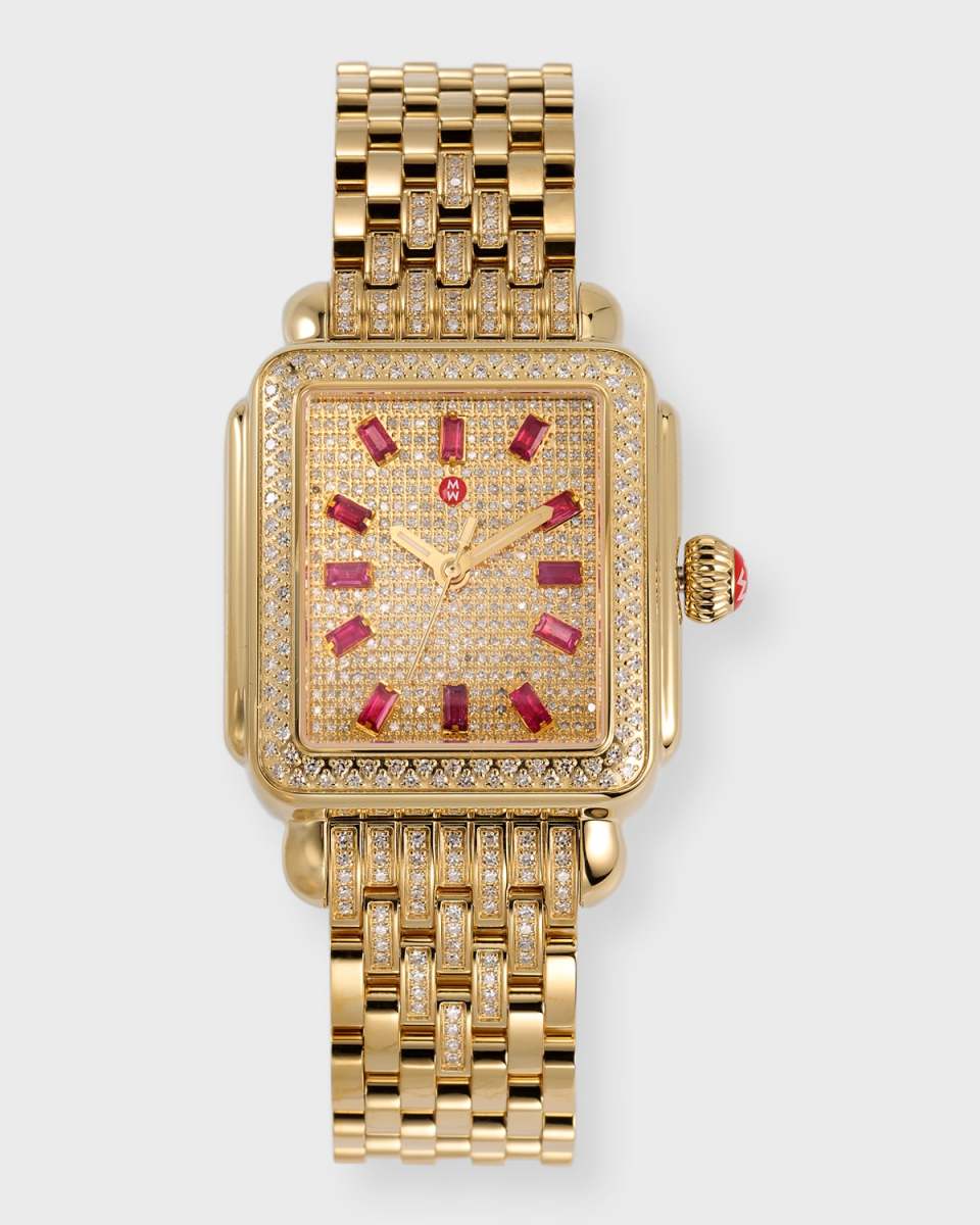 Limited Edition Deco 18K Gold Plated Diamond Watch
