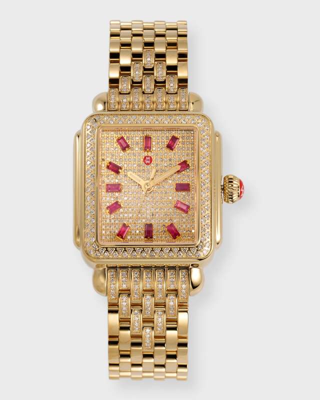 Limited Edition Deco 18K Gold Plated Diamond Watch