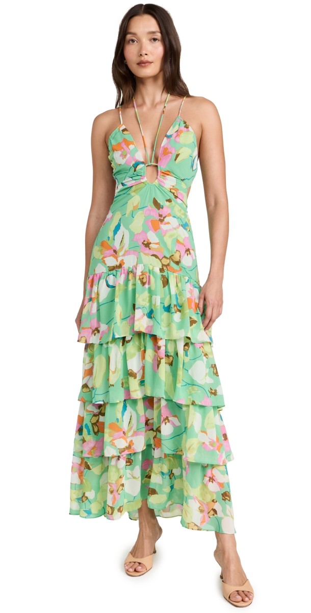 ASTR the Label Aneira Dress Green Pink Multi