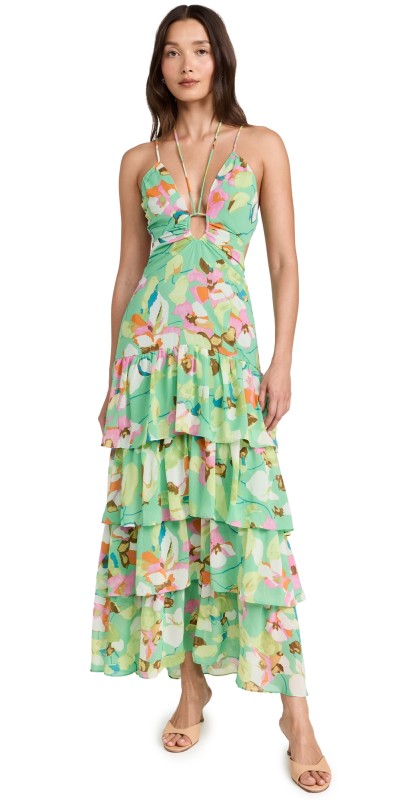 ASTR the Label Aneira Dress Green Pink Multi