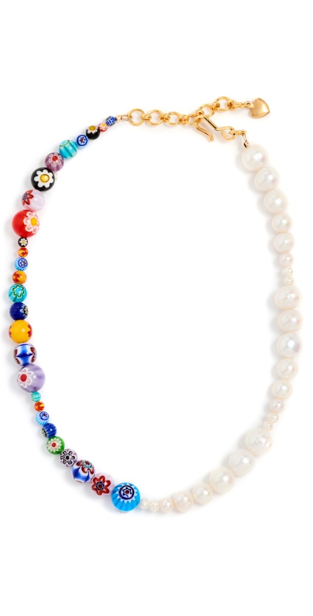 Brinker + Eliza Glass Half Full Necklace Pearl Mult