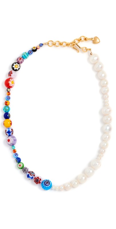 Brinker + Eliza Glass Half Full Necklace Pearl Mult