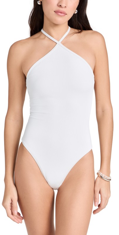 Madewell Rib Scorpion Fish Cross Front One Piece Soft White