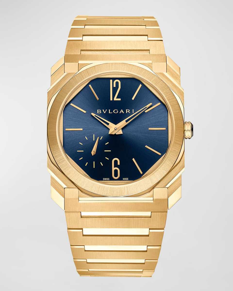 40mm Octo Finissimo Automatic 18K Yellow Gold Watch with Blue Dial
