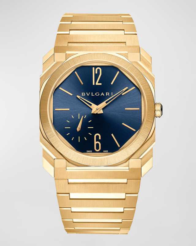 40mm Octo Finissimo Automatic 18K Yellow Gold Watch with Blue Dial