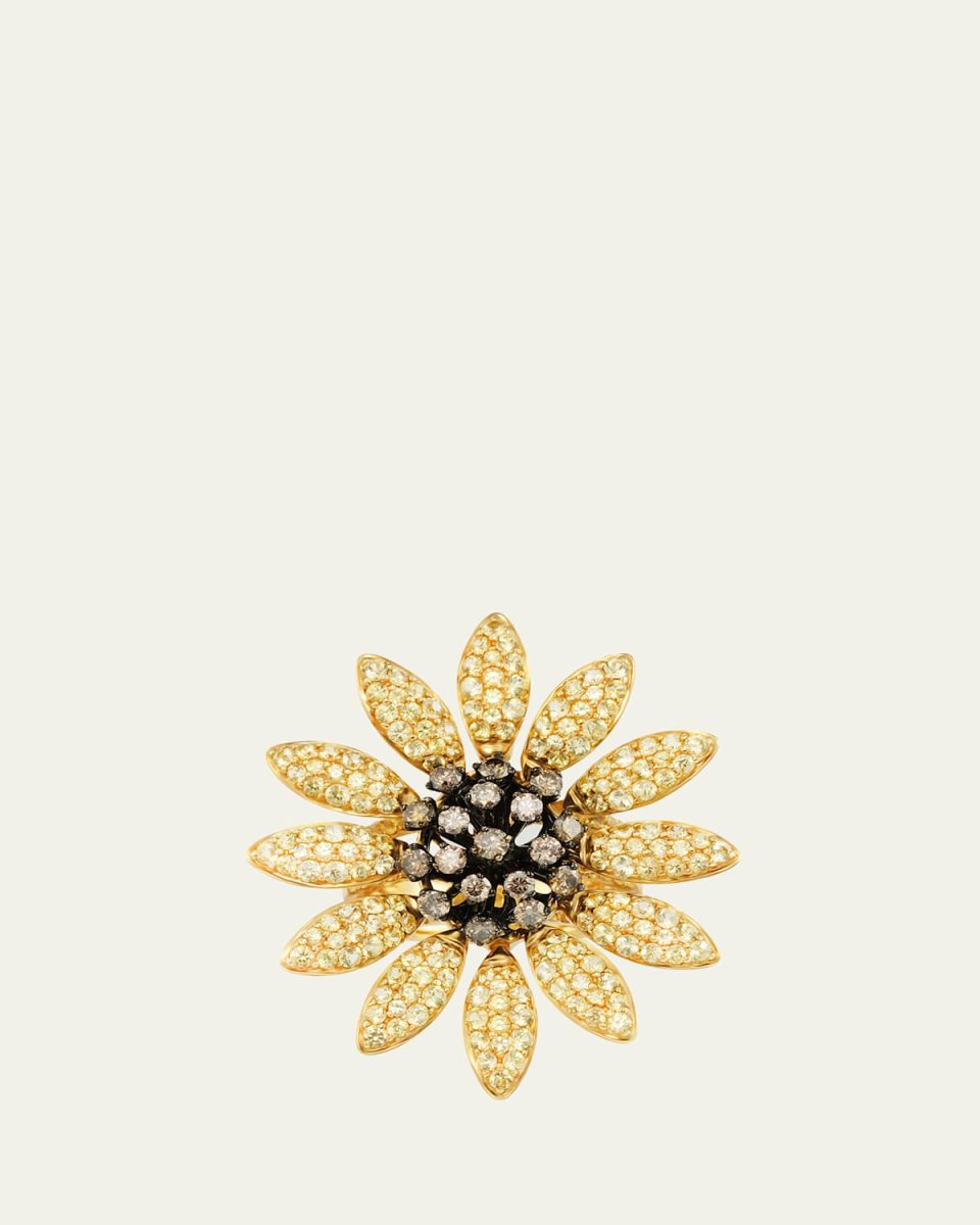 Sapphire and Diamond Sunflower Ring