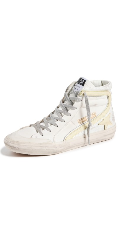 Golden Goose Penstar Leather and Suede Upper Sneakers White/Yellow