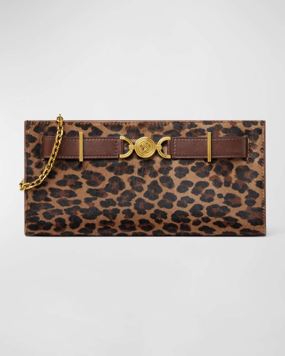 Medusa 95 Leopard Calf Hair Clutch Bag