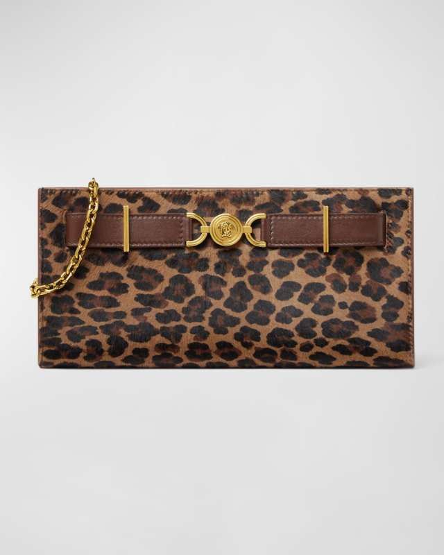 Medusa 95 Leopard Calf Hair Clutch Bag