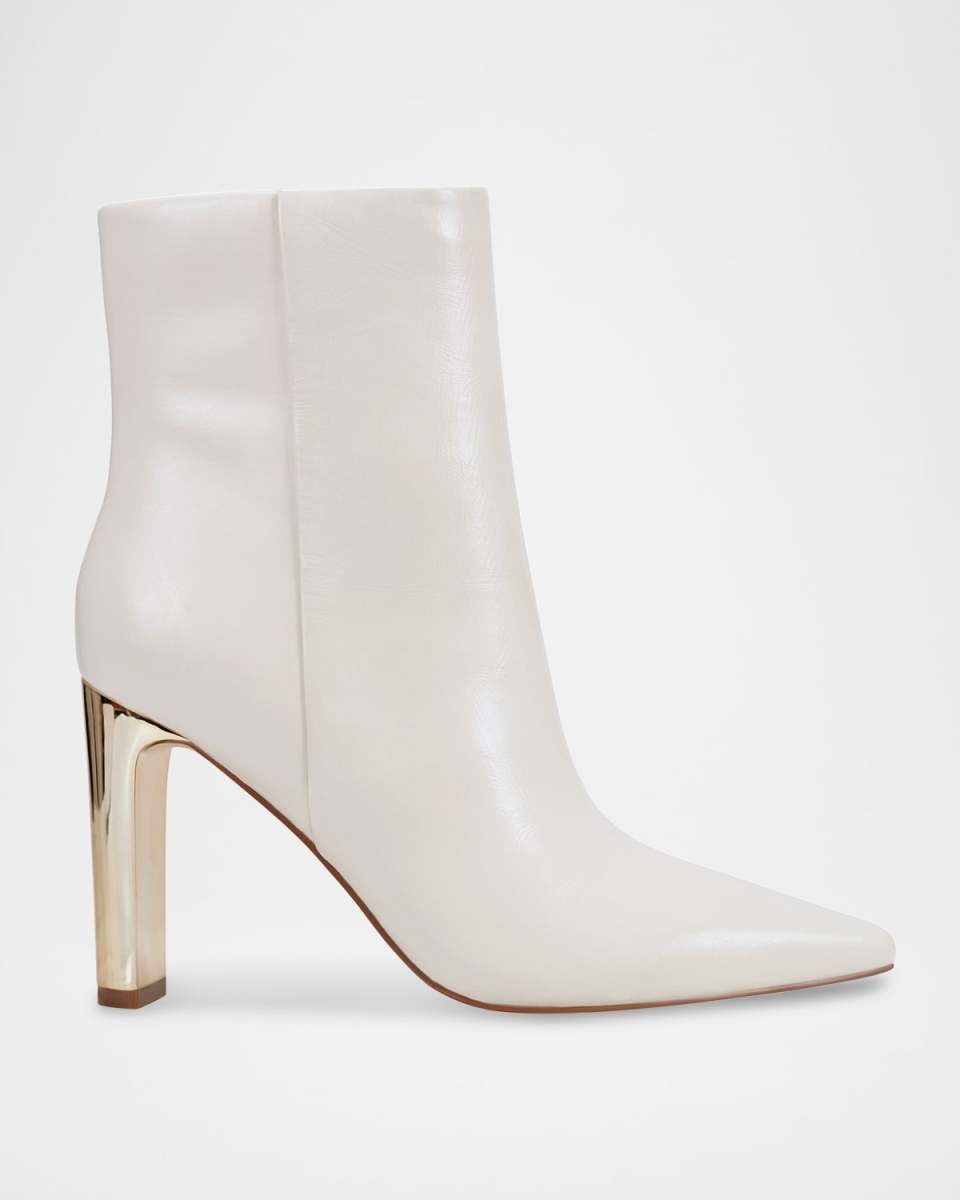 Golden Heel Leather Ankle Booties