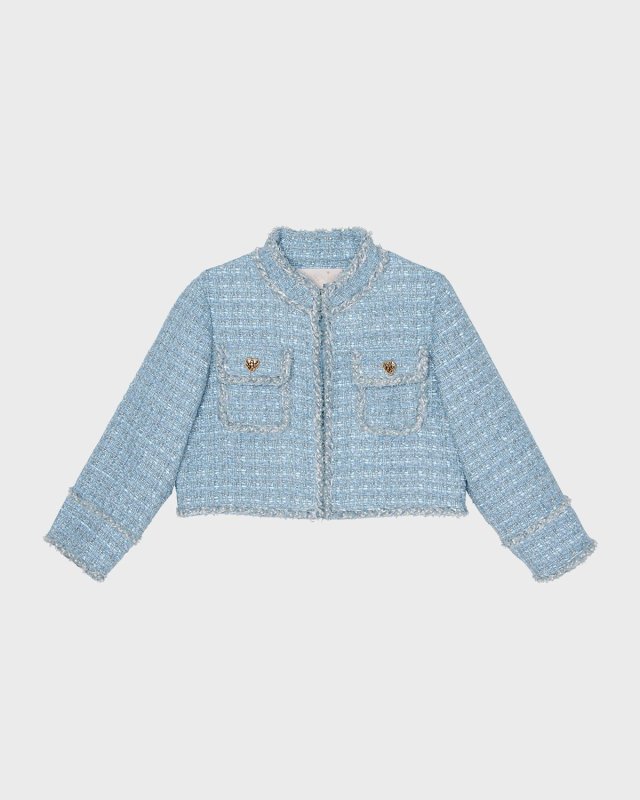 Girl's Aubazine Tweed Embellished Cropped Jacket, Size 12-