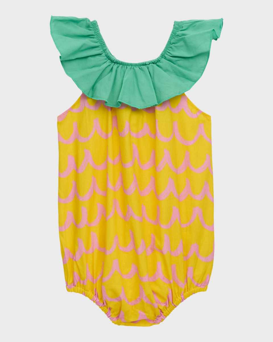 Girl's Pineapple Waves Bubble Romper, Size 3M-36