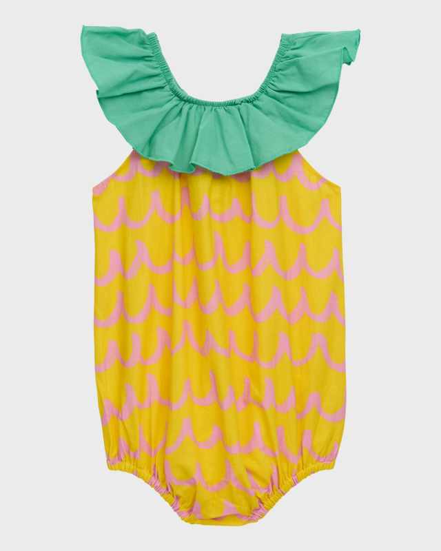 Girl's Pineapple Waves Bubble Romper, Size 3M-36