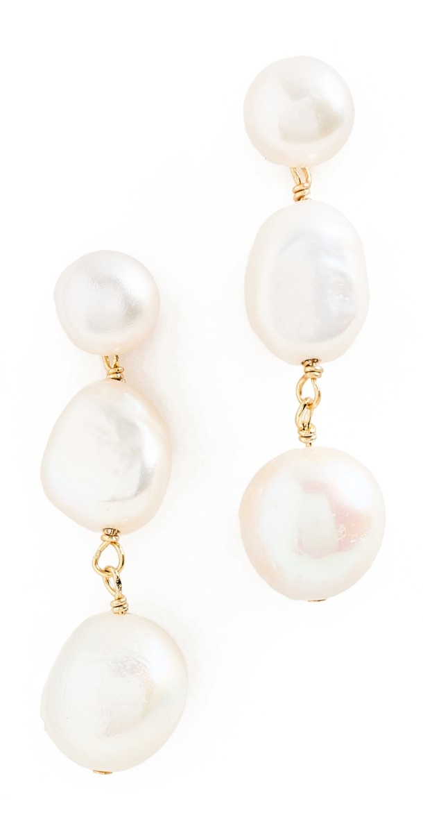 SHASHI Pearl 3 Row Drop Earrings Pearl