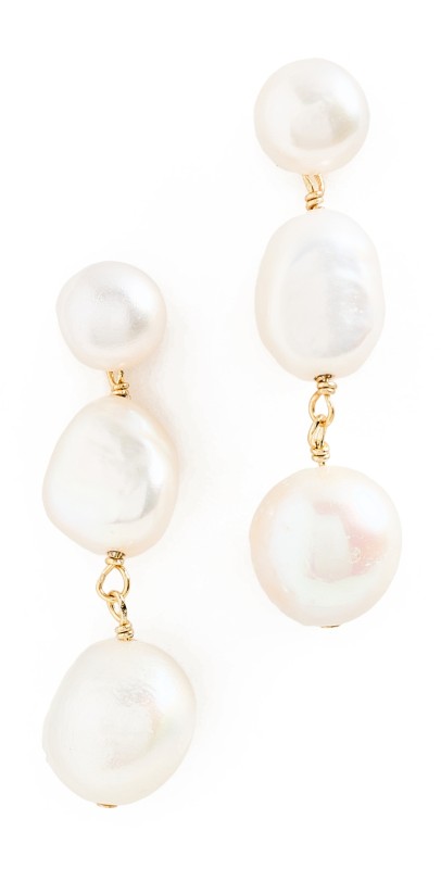 SHASHI Pearl 3 Row Drop Earrings Pearl
