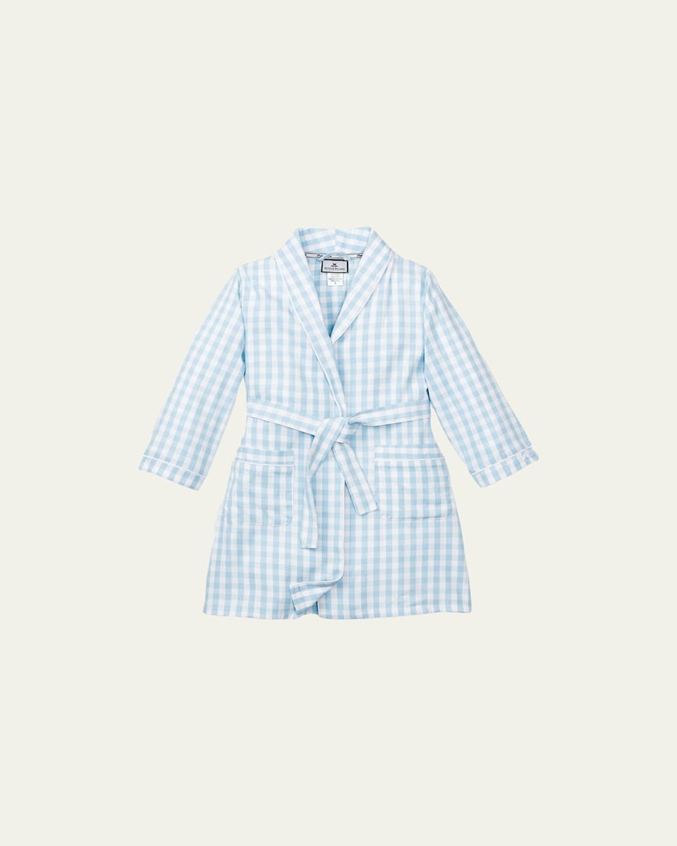Kid's Gingham Self-Tie Robe, Size 6M-14