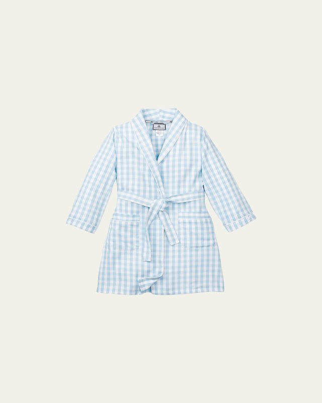 Kid's Gingham Self-Tie Robe, Size 6M-14