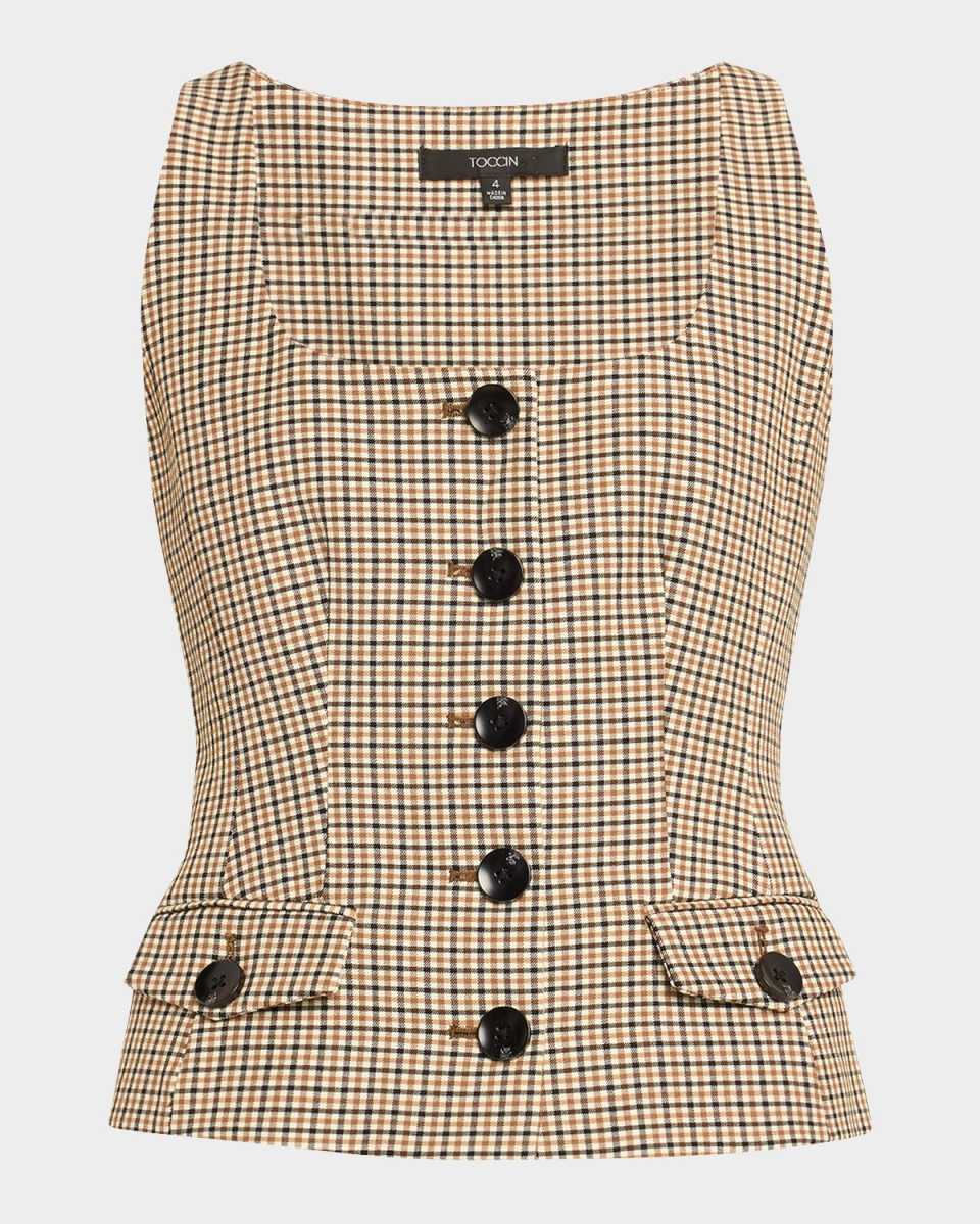 Georgia Plaid Scoop-Neck Vest