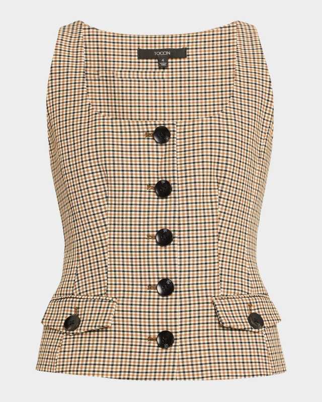 Georgia Plaid Scoop-Neck Vest