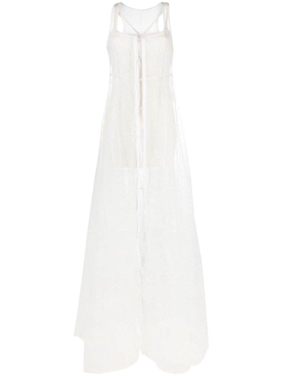 La robe Dentelle sheer panelled gown