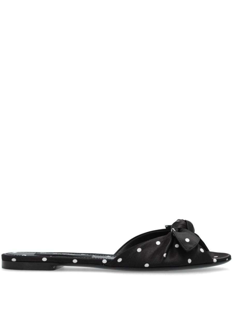 polka dot-print satin slides