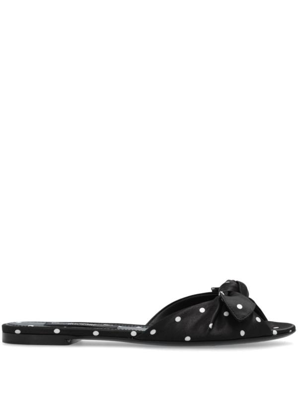 polka dot-print satin slides