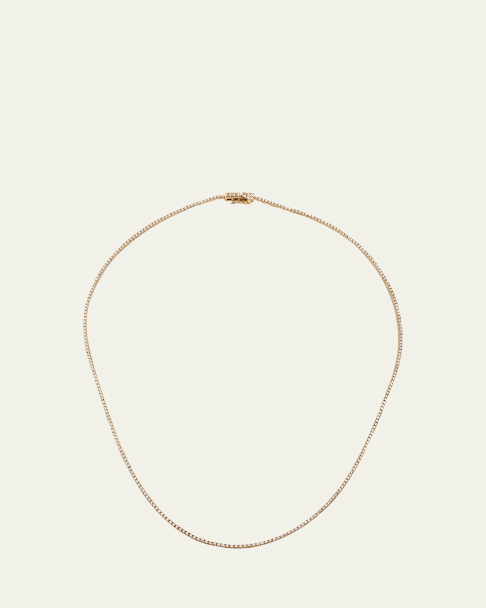 14K Yellow Gold Skinny Tennis Necklace
