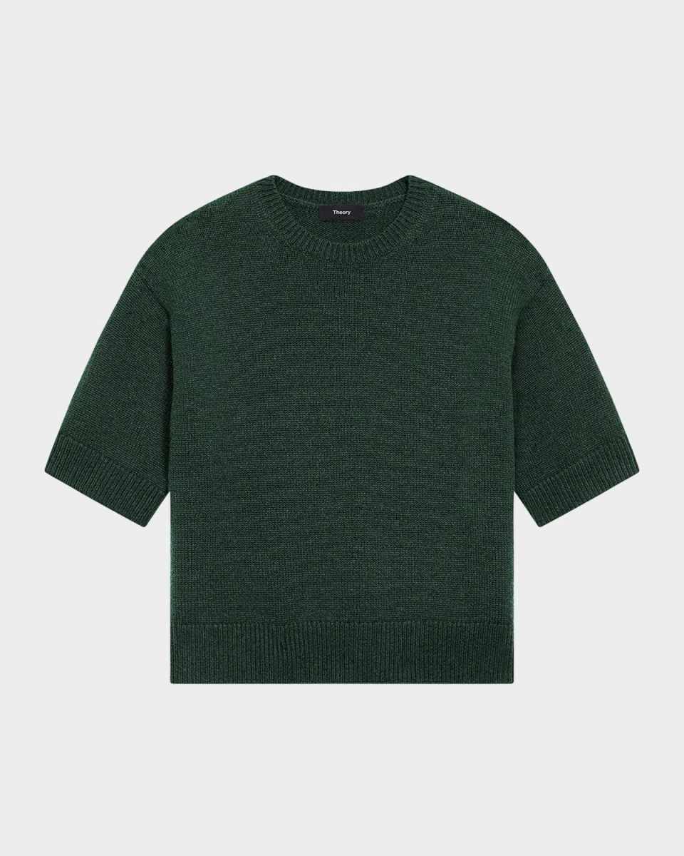 Cashmere Cropped Short-Sleeve T-Shirt