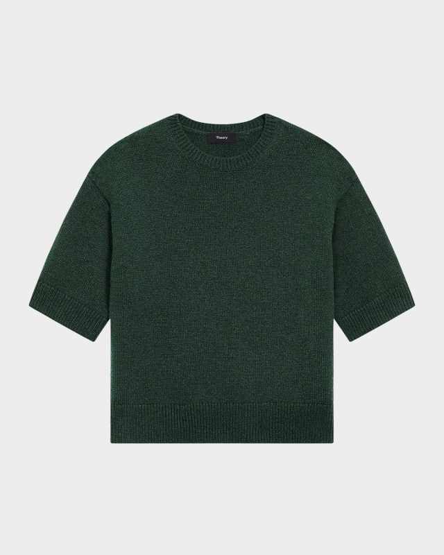 Cashmere Cropped Short-Sleeve T-Shirt