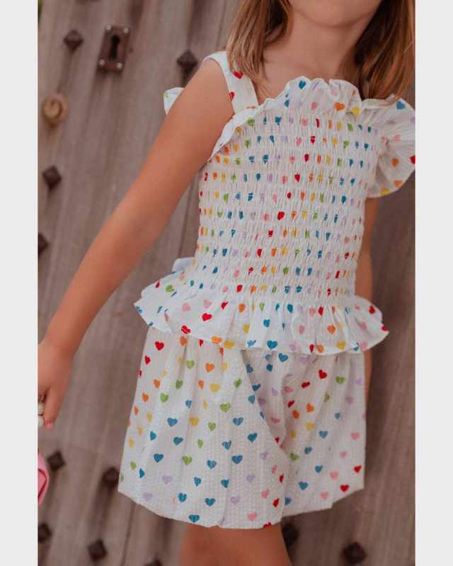 Girl's Rainbow Hearts Tank & Shorts Set, Size 2-
