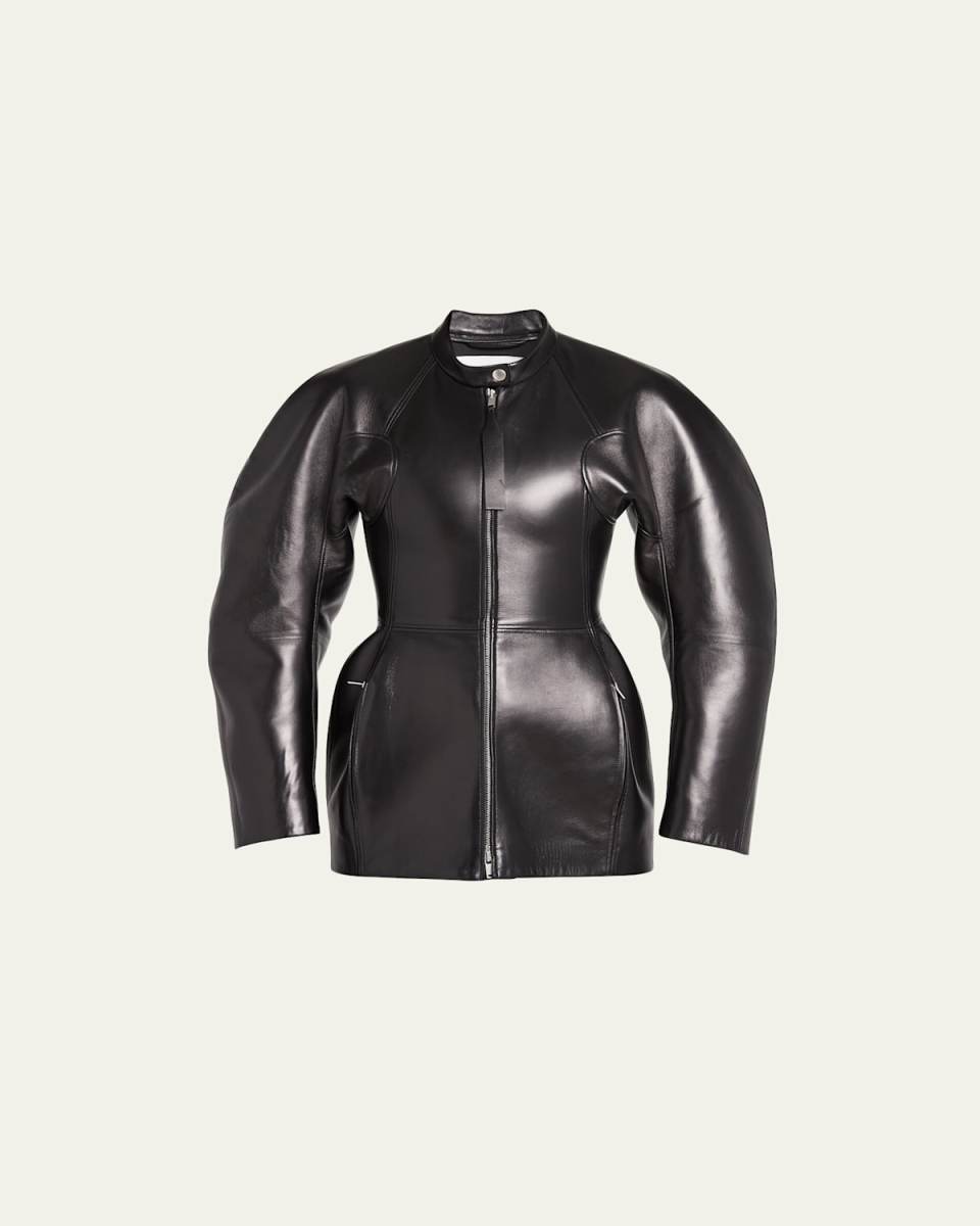Circle-Cut Leather Jacket