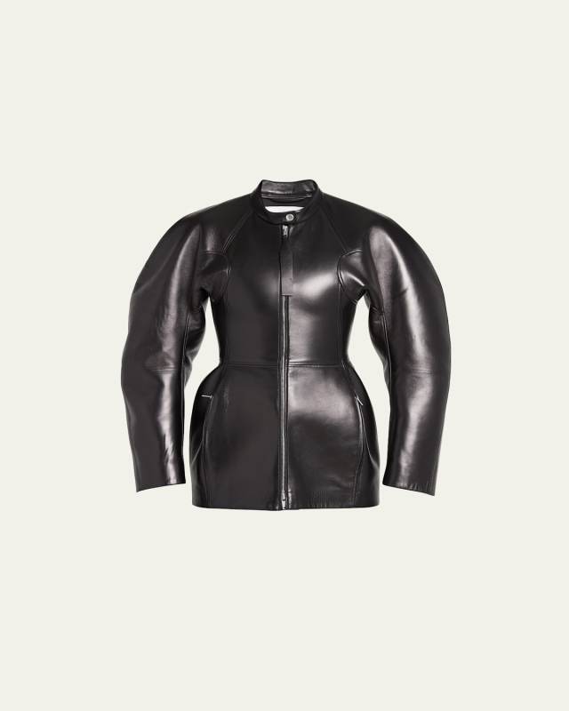 Circle-Cut Leather Jacket