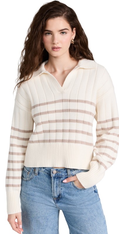 Pistola Denim Arlo Sweater Ecru Taupe Stripe