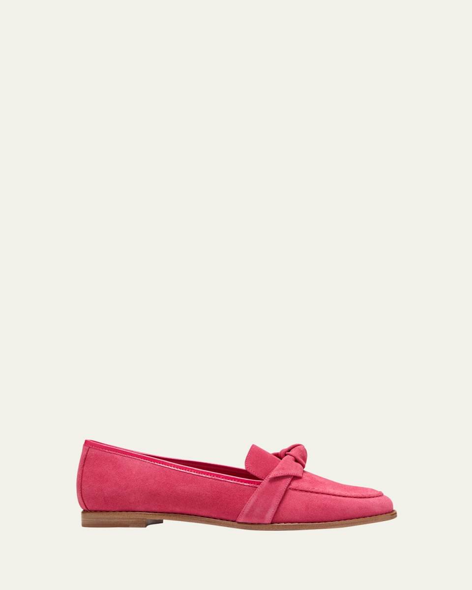 Clarita Suede Knotted Bow Loafers