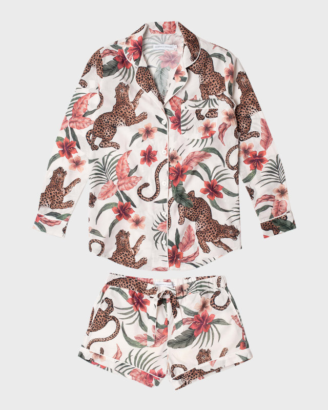Animal-Print Cotton Shorty Pajama Set