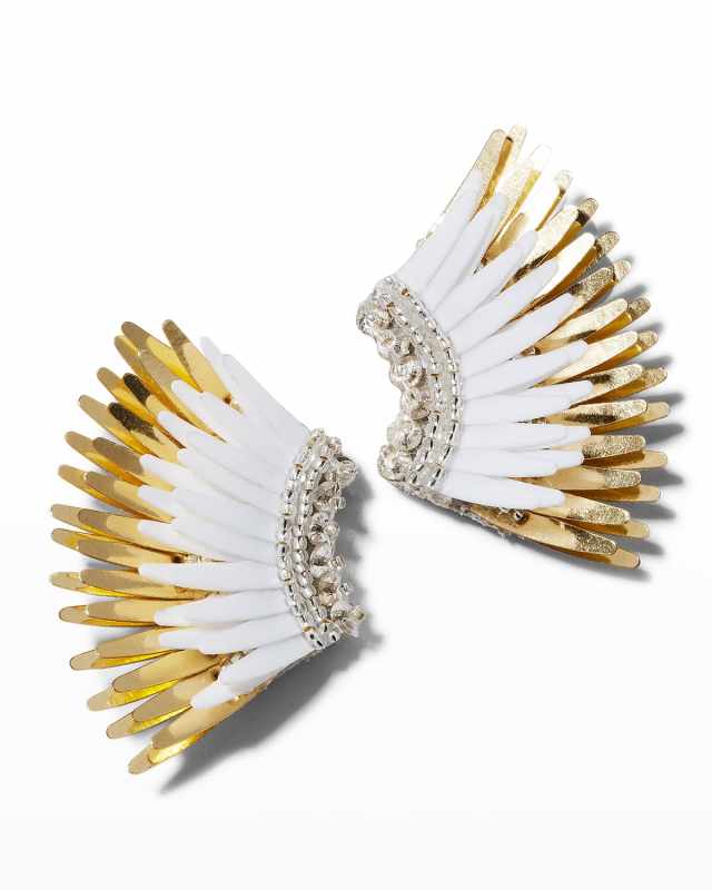 Mini Madeline Statement Earrings, White/Golden