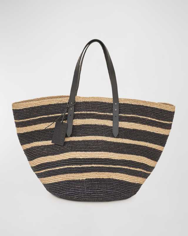 Bahia Striped Raffia Beach Tote Bag