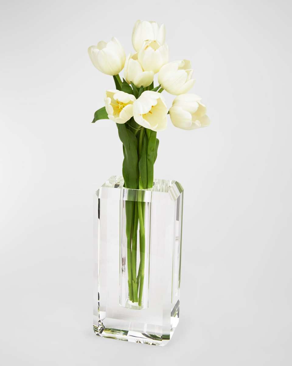 Clear Beveled Crystal Centerpiece Vase - Tall
