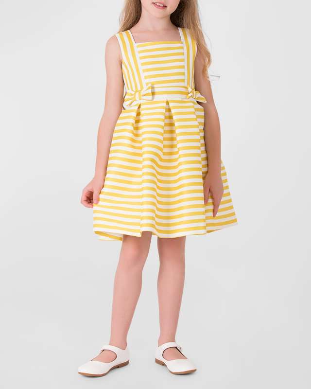 Girl's Striped Bow Dress, Size 3T-10