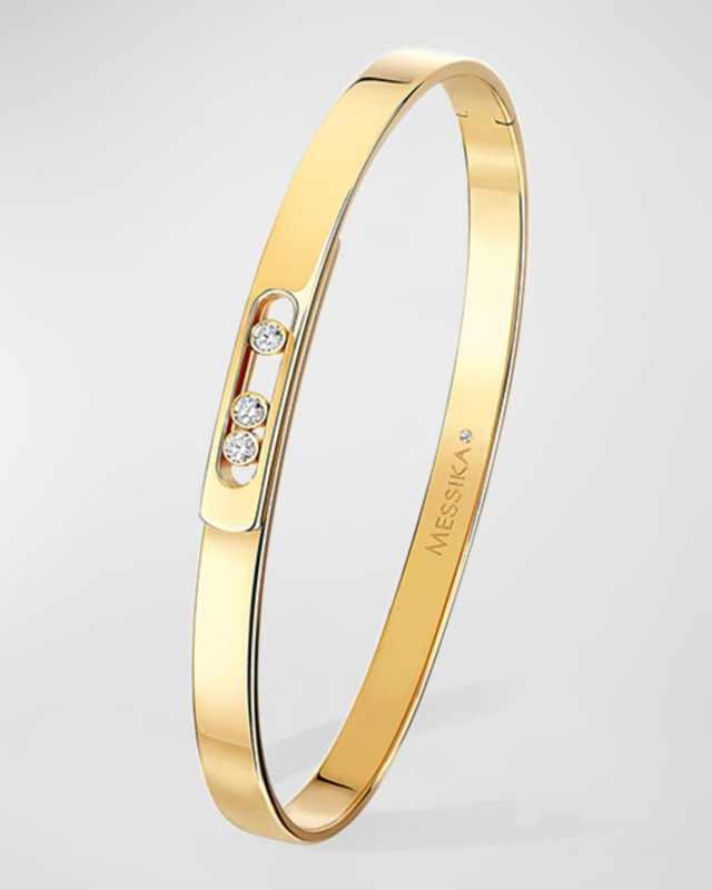 MOVE NOA 18K YELLOW GOLD 3-DIAMOND BANGLE, SIZE M