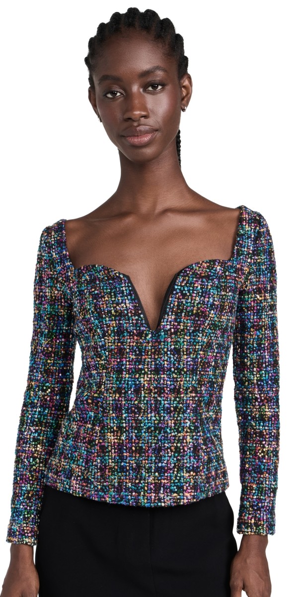 Chloe Kristyn Charlotte Top Multi Sequin Boucle