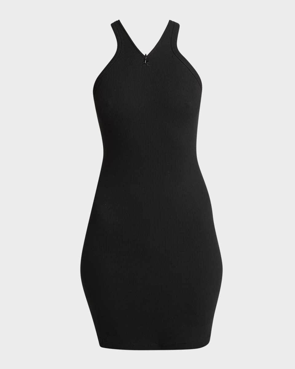 90s Rib Zipper Racerback Mini Dress