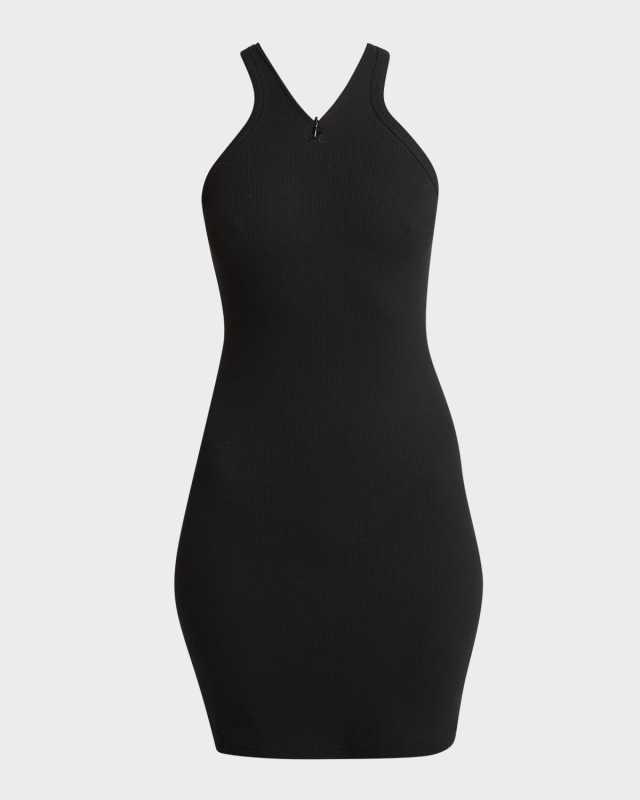 90s Rib Zipper Racerback Mini Dress